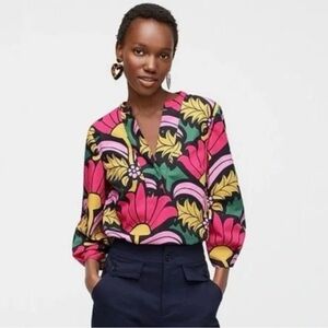 J.Crew‎ Open V-neck Cotton Poplin Top in Ratti Grandi Fiori